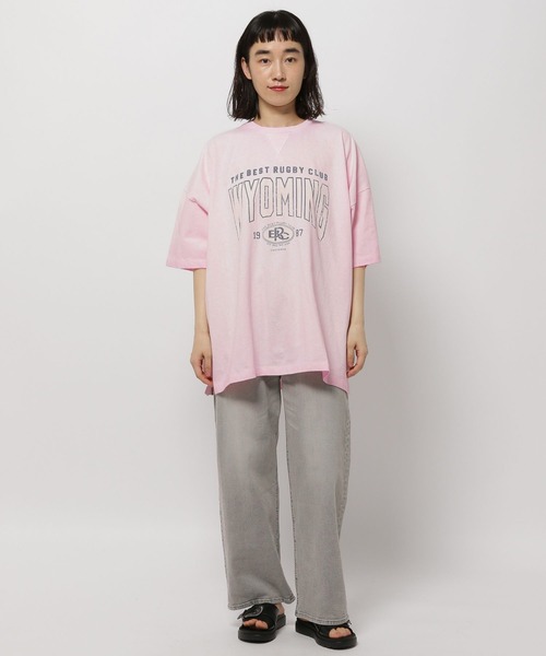 ニコアンド 新品フェードロゴチュニックTシャツ セール】フェードロゴチュニックTシャツ（Tシャツ/カットソー