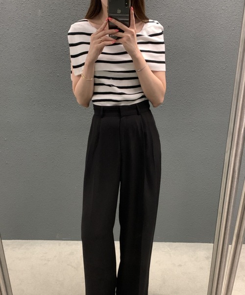 by LEGNA(バイレグナ)の「ノースリーブ風 ケープデザインサマーニットトップス(ニット/セーター・レディース・ブラック/ブラック×ホワイト/ホワイト/モカ・FREE)」の14枚目の写真