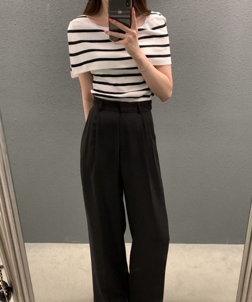 by LEGNA(バイレグナ)の「ノースリーブ風 ケープデザインサマーニットトップス(ニット/セーター・レディース・ブラック/ブラック×ホワイト/ホワイト/モカ・FREE)」の15枚目の写真