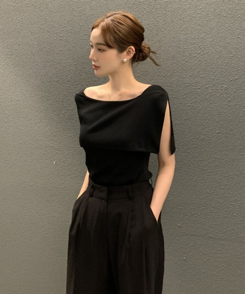 【野さま専用】GANNI ノースリーブニットトップス ブラック GANNI ノースリーブ ニットトップ | ブラック | FARFETCH JP