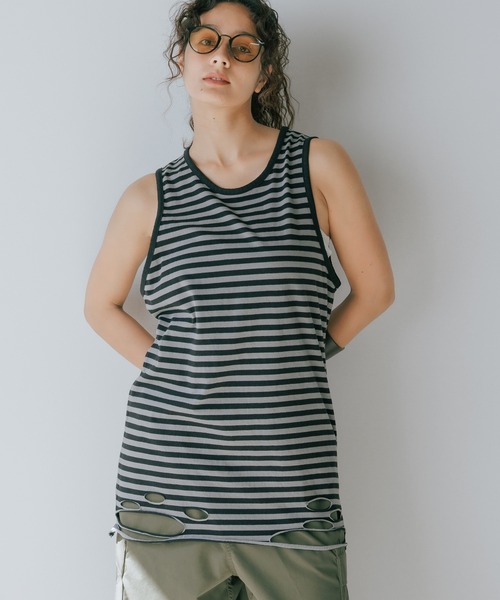 ROOPTOKYO（ループトウキョウ）の「ダメージ加工タンクトップ（タンクトップ・メンズ・グレー系その他/グレー/ホワイト系その他/ホワイト/ブラック・FREE）」の5枚目の写真