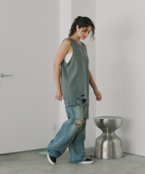 ROOPTOKYO（ループトウキョウ）の「ダメージ加工タンクトップ（タンクトップ・メンズ・グレー系その他/グレー/ホワイト系その他/ホワイト/ブラック・FREE）」の7枚目の写真