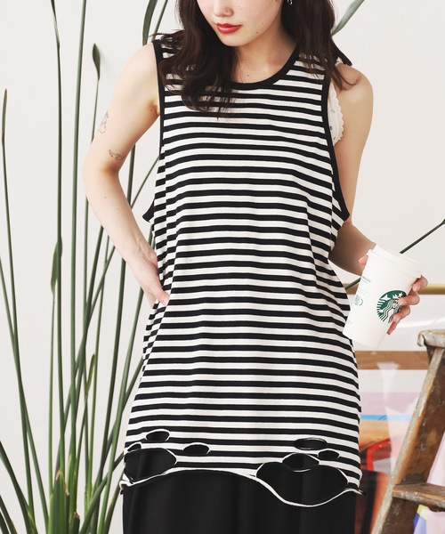 ROOPTOKYO（ループトウキョウ）の「ダメージ加工タンクトップ（タンクトップ・メンズ・グレー系その他/グレー/ホワイト系その他/ホワイト/ブラック・FREE）」の9枚目の写真