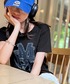 mily bilet（ミウィビレット）の「【ドット柄追加！】【mily bilet】遊び心を忍ばせておしゃれを一新。デニムフリンジワッペン使いTシャツ（Tシャツ/カットソー・MEDIUM）」