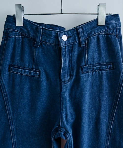 kirakiraShop(キラキラショップ)の「バック リボン ハイウエスト デニム ワイドパンツ(デニムパンツ・レディース・ブルー・L/M/S)」の8枚目の写真