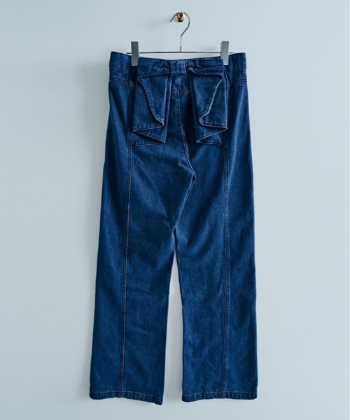 kirakiraShop(キラキラショップ)の「バック リボン ハイウエスト デニム ワイドパンツ(デニムパンツ・レディース・ブルー・L/M/S)」の12枚目の写真