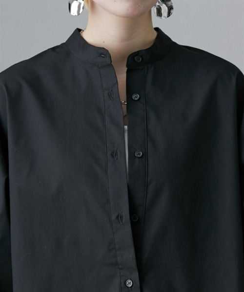 Soiunique（スワユニーク）の「裾シアー切替ゆったりサイズロング丈シャツ［Soiunique］（シャツ/ブラウス・レディース・ブラック/サックスブルー・LL/M/L）」の17枚目の写真