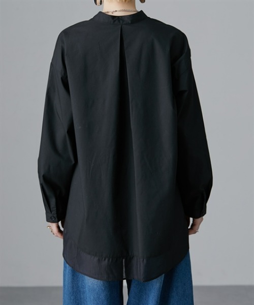 Soiunique（スワユニーク）の「裾シアー切替ゆったりサイズロング丈シャツ［Soiunique］（シャツ/ブラウス・レディース・ブラック/サックスブルー・LL/M/L）」の21枚目の写真