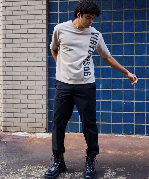 VIRTUOUS(バーチャス)の「【VIRTUOUS/バーチャス】ポンチブランドロゴ切替半袖Tシャツ(Tシャツ/カットソー・メンズ・ホワイト/ブラック/ベージュ・X-LARGE/LARGE/MEDIUM)」の6枚目の写真