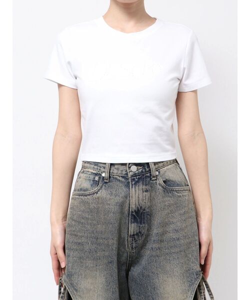 EMODA（エモダ）の「パールロゴTシャツ（Tシャツ/カットソー・レディース・グレー/ブルー/ブラック/ホワイト・FREE）」の2枚目の写真