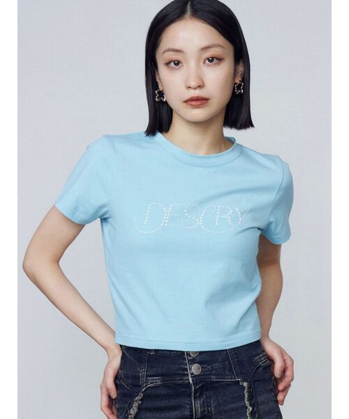 2色 Tシャツ カットソー ロゴ パールモードトップス セール】パールロゴTシャツ（Tシャツ/カットソー）｜EMODA
