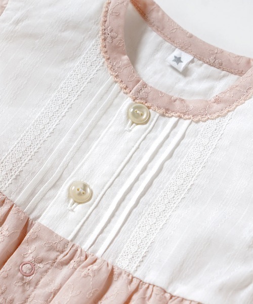 10mois（ディモワ）の「【10mois(ディモワ)】レースロンパース プリミー(小さめ)サイズ（ロンパース・キッズ・ホワイト/ピンク・50cm）」の12枚目の写真