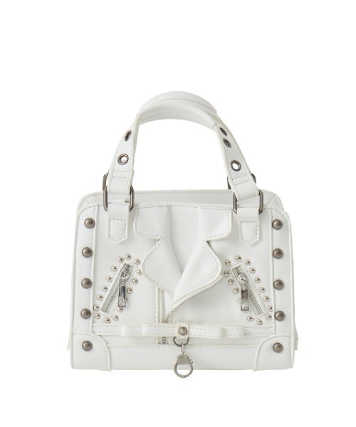 AVENCHUMU(アバンチュウム)の「Biker jacket-like bag(ショルダーバッグ・レディース・ブラック/ホワイト/ピンク・FREE)」の1枚目の写真