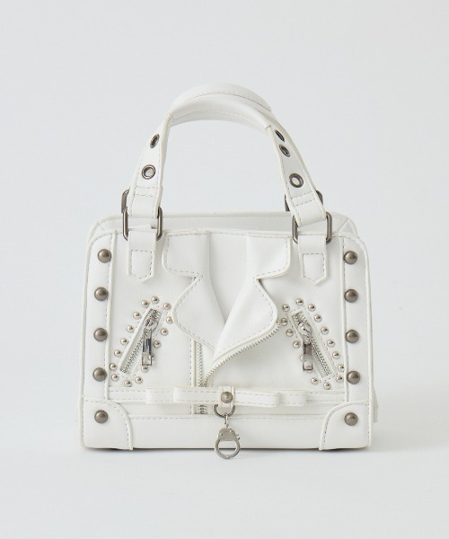 AVENCHUMU(アバンチュウム)の「Biker jacket-like bag(ショルダーバッグ・レディース・ブラック/ホワイト/ピンク・FREE)」の7枚目の写真