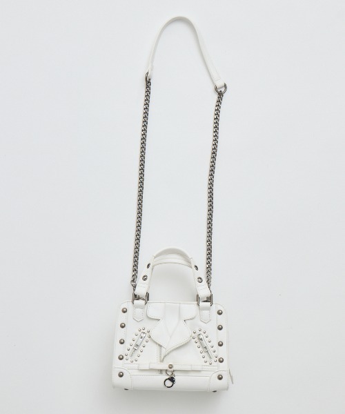AVENCHUMU(アバンチュウム)の「Biker jacket-like bag(ショルダーバッグ・レディース・ブラック/ホワイト/ピンク・FREE)」の6枚目の写真