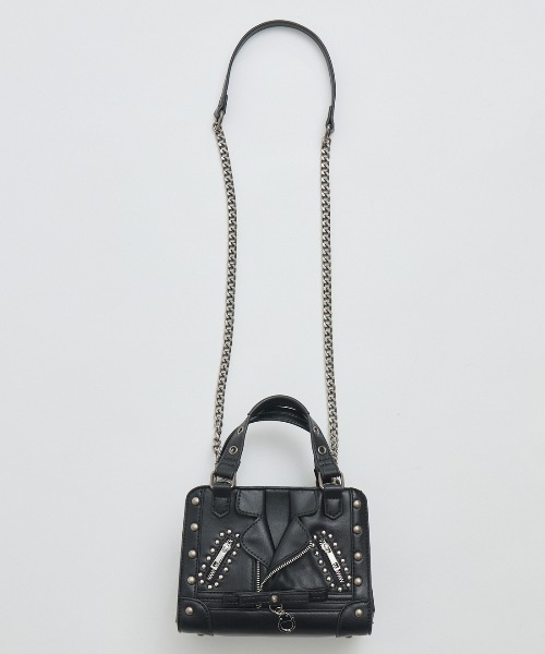 AVENCHUMU(アバンチュウム)の「Biker jacket-like bag(ショルダーバッグ・レディース・ブラック/ホワイト/ピンク・FREE)」の8枚目の写真