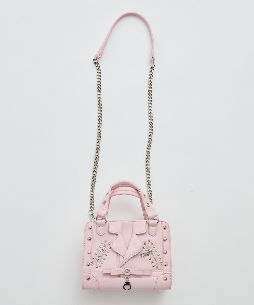 AVENCHUMU(アバンチュウム)の「Biker jacket-like bag(ショルダーバッグ・レディース・ブラック/ホワイト/ピンク・FREE)」の4枚目の写真