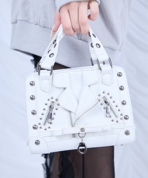 AVENCHUMU(アバンチュウム)の「Biker jacket-like bag(ショルダーバッグ・レディース・ブラック/ホワイト/ピンク・FREE)」の15枚目の写真
