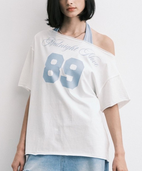 Midnight Move（ミッドナイトムーブ）の「Midnight Move／SET89 T（Tシャツ/カットソー・レディース・チャコール/ホワイト・FREE）」の2枚目の写真