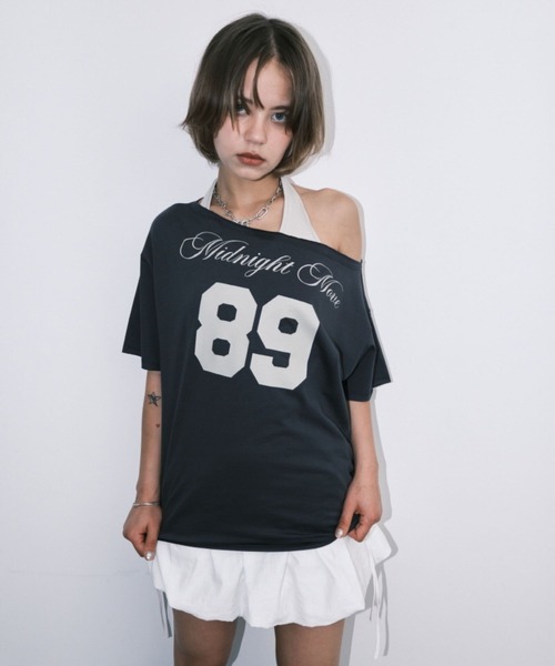 Midnight Move（ミッドナイトムーブ）の「Midnight Move／SET89 T（Tシャツ/カットソー・レディース・チャコール/ホワイト・FREE）」の14枚目の写真