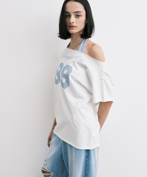 Midnight Move（ミッドナイトムーブ）の「Midnight Move／SET89 T（Tシャツ/カットソー・レディース・チャコール/ホワイト・FREE）」の9枚目の写真