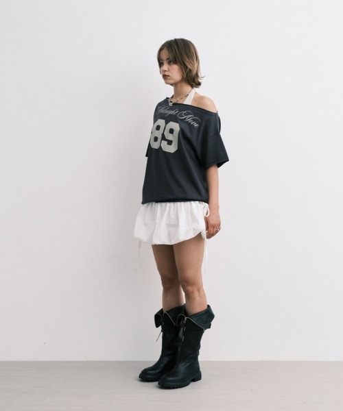 Midnight Move（ミッドナイトムーブ）の「Midnight Move／SET89 T（Tシャツ/カットソー・レディース・チャコール/ホワイト・FREE）」の12枚目の写真