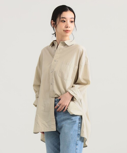 美品＊TICCA ティッカ　シャツ　ベージュ　長袖　リネン　テンセル　コットン 美品＊TICCA ティッカ シャツ ベージュ 長袖 リネン テンセル