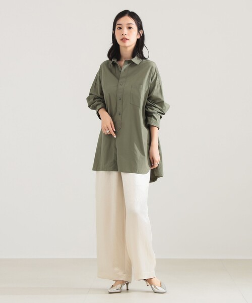 美品＊TICCA ティッカ　シャツ　ベージュ　長袖　リネン　テンセル　コットン 美品＊TICCA ティッカ シャツ ベージュ 長袖 リネン テンセル