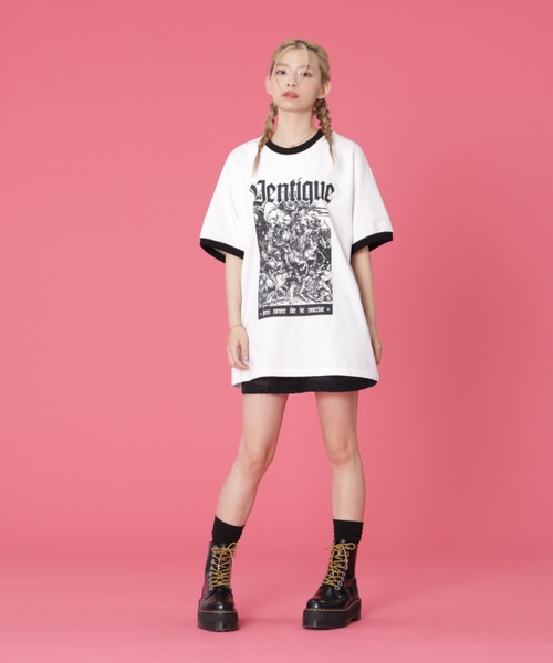 L.H.P（エルエイチピー）の「VENTIQUE/ベンティーク/トリムTee（Tシャツ/カットソー・レディース・ブラック/ホワイト・FREE）」の7枚目の写真