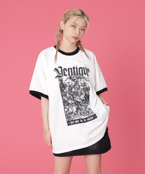 L.H.P（エルエイチピー）の「VENTIQUE/ベンティーク/トリムTee（Tシャツ/カットソー・レディース・ブラック/ホワイト・FREE）」の4枚目の写真