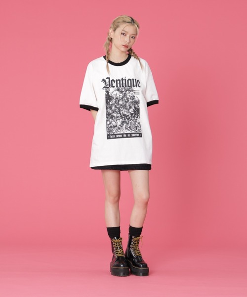 L.H.P（エルエイチピー）の「VENTIQUE/ベンティーク/トリムTee（Tシャツ/カットソー・レディース・ブラック/ホワイト・FREE）」の8枚目の写真