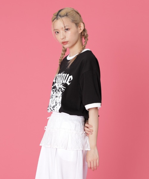 L.H.P（エルエイチピー）の「VENTIQUE/ベンティーク/トリムTee（Tシャツ/カットソー・レディース・ブラック/ホワイト・FREE）」の11枚目の写真