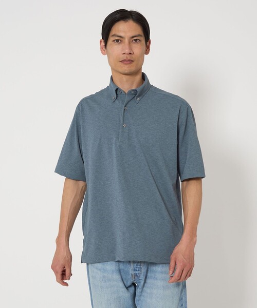 green label relaxing（グリーンレーベルリラクシング）の「Primeflex D/T メッシュ ボタンダウン ポロシャツ -ストレッチ・吸水速乾・通気性-（ポロシャツ・メンズ・ライトブルー/ネイビー/グレー系/ライトグレー・XL/M/L/S）」の4枚目の写真