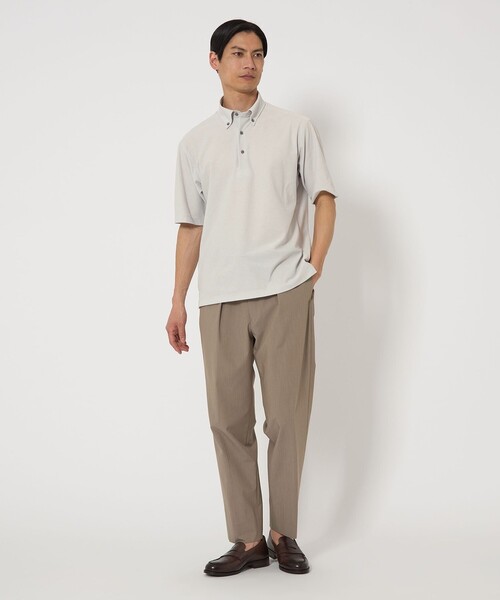 green label relaxing（グリーンレーベルリラクシング）の「Primeflex D/T メッシュ ボタンダウン ポロシャツ -ストレッチ・吸水速乾・通気性-（ポロシャツ・メンズ・ライトブルー/ネイビー/グレー系/ライトグレー・XL/M/L/S）」の22枚目の写真