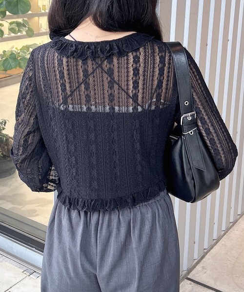 INGNI（イング）の「フリルリボンレースカーディガン（カーディガン/ボレロ・レディース・オフホワイト/ブラック・M）」の15枚目の写真