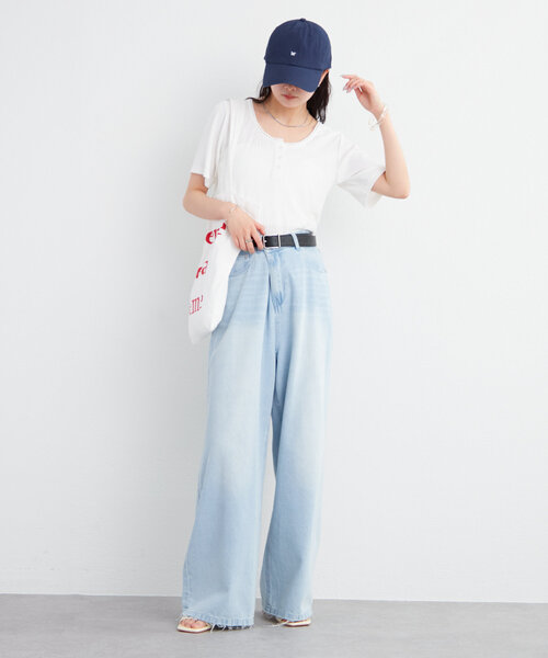 mystic（ミスティック）の「ヘンリー半袖Tシャツ（Tシャツ/カットソー・レディース・イエロー/オフホワイト/ブラック・FREE）」の7枚目の写真