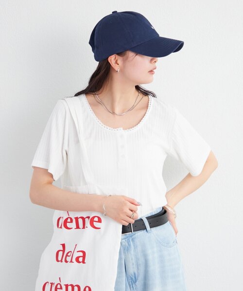 mystic（ミスティック）の「ヘンリー半袖Tシャツ（Tシャツ/カットソー・レディース・イエロー/オフホワイト/ブラック・FREE）」の8枚目の写真