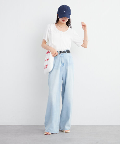 mystic（ミスティック）の「ヘンリー半袖Tシャツ（Tシャツ/カットソー・レディース・イエロー/オフホワイト/ブラック・FREE）」の10枚目の写真