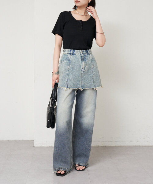 mystic（ミスティック）の「ヘンリー半袖Tシャツ（Tシャツ/カットソー・レディース・イエロー/オフホワイト/ブラック・FREE）」の17枚目の写真