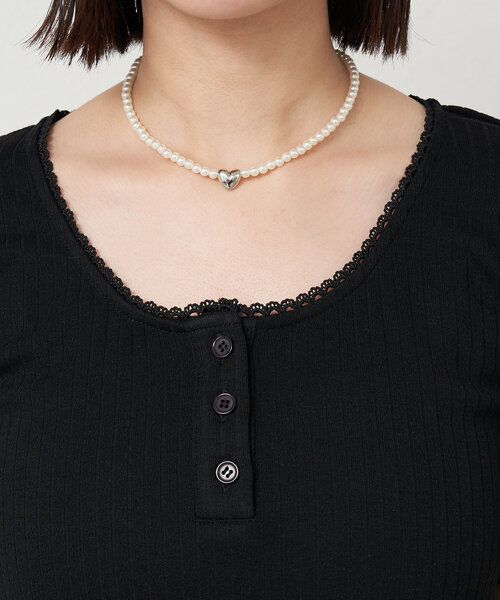 mystic（ミスティック）の「ヘンリー半袖Tシャツ（Tシャツ/カットソー・レディース・イエロー/オフホワイト/ブラック・FREE）」の22枚目の写真