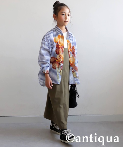 花柄ストライプシャツ（シャツ/ブラウス）｜antiqua（アンティカ）の