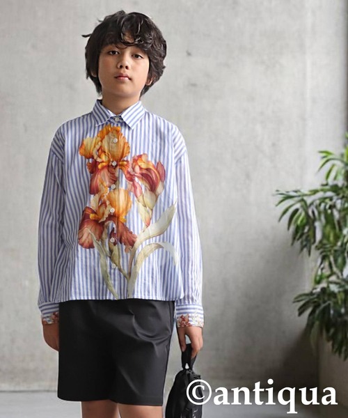 antiqua(アンティカ)の「花柄ストライプシャツ(シャツ/ブラウス・キッズ・ホワイト系その他・ONESIZE)」の11枚目の写真