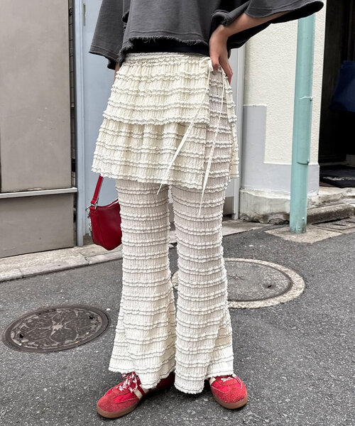 CIAOPANIC（チャオパニック）の「巻きスカートSETフリルフレアパンツ