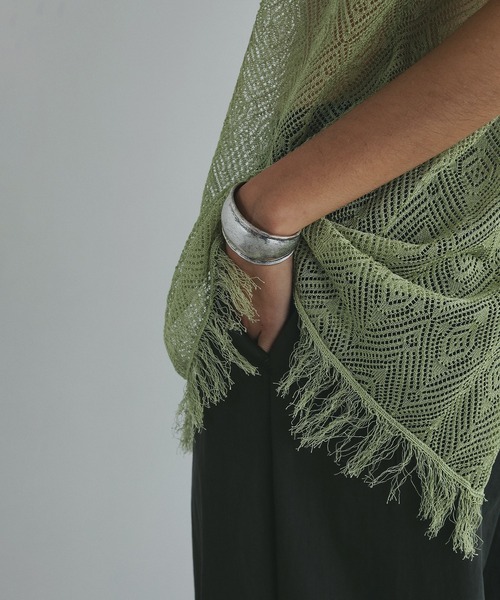 MANOF(マノフ)の「SHEER CROCHET KNIT TOPS(ニット/セーター・レディース・グリーン/アイボリー/チャコールグレー・FREE)」の21枚目の写真