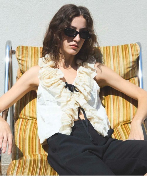 Washer Ruffle Tops/ワッシャーフリルトップス【MAISON SPECIAL