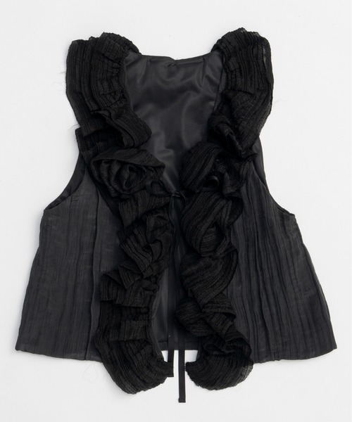 ベスト ジレ Washer Ruffle Tops/ワッシャーフリルトップス「MAISON SPECIAL/メゾンスペシャル」 レディース Washer Ruffle Tops/ワッシャーフリルトップス【MAISON SPECIAL