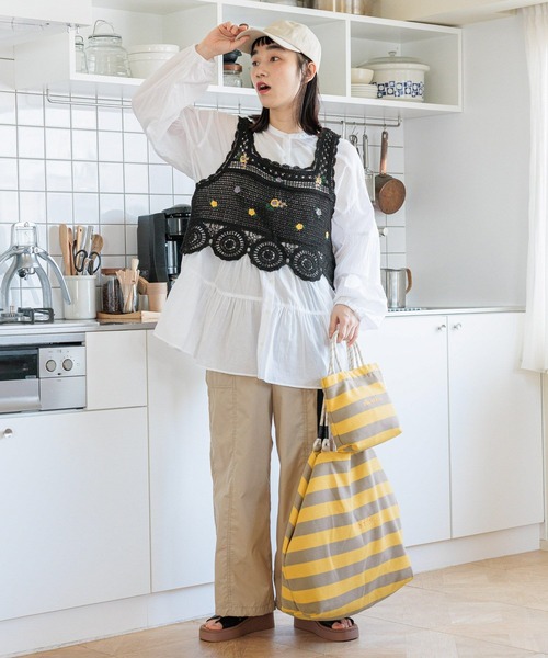 niko and...（ニコアンド）の「オリジナルニコロゴボーダートートバッグ/Ｌサイズ（トートバッグ・レディース・ホワイト/イエロー/ネイビー・0）」の12枚目の写真