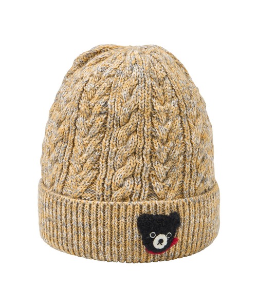 DOUBLE_B（ダブルビー）の「ニットフード（ニットキャップ/ビーニー・キッズ・パープル/ベージュ・S(46-50cm)/M(52-56cm)）」の2枚目の写真