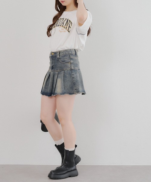 continuer de NICE CLAUP(コンティニューデナイスクラップ)の「ロゴMIX刺繍Tシャツ(Tシャツ/カットソー・レディース・スミクロ/ブルー/オフホワイト/オートミール・FREE)」の13枚目の写真