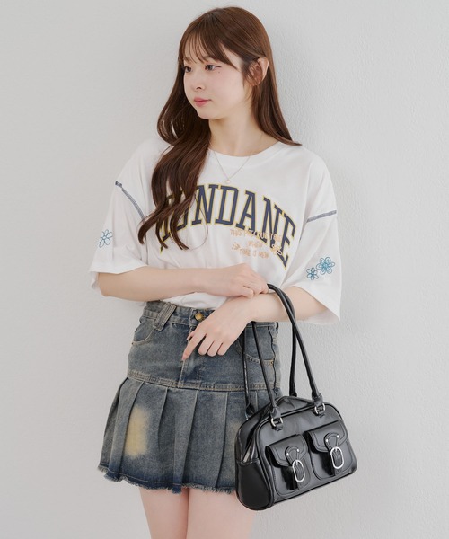 continuer de NICE CLAUP(コンティニューデナイスクラップ)の「ロゴMIX刺繍Tシャツ(Tシャツ/カットソー・レディース・スミクロ/ブルー/オフホワイト/オートミール・FREE)」の14枚目の写真